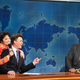 Sarah Sherman, Colin Jost, and Michael Che during “Weekend Update” on May 14, 2022